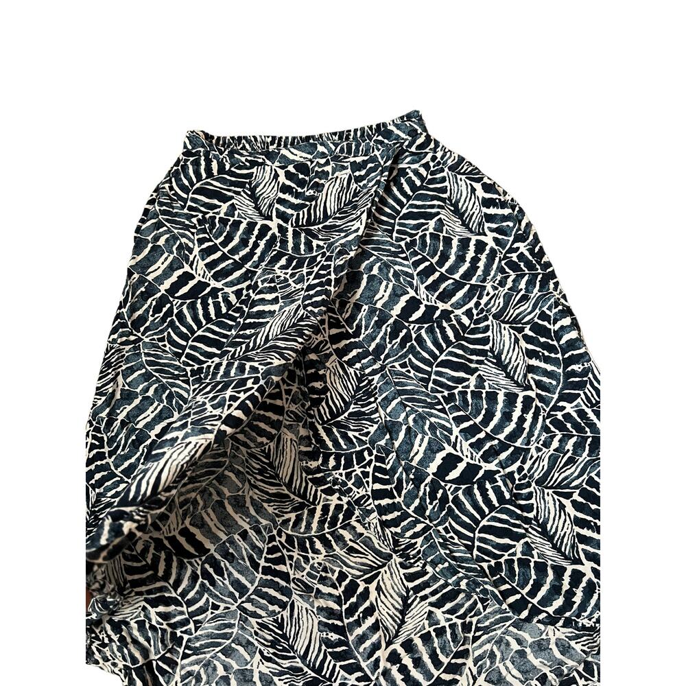 H&M womens wrap front leaves prints skirt high low white navy blue sz xs - Picture 6 of 16